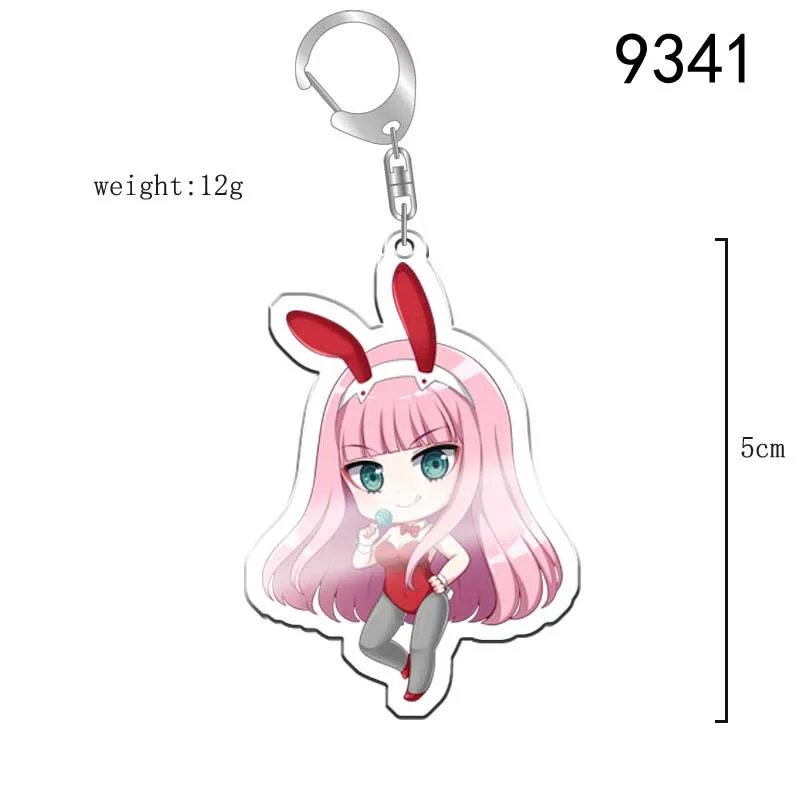 02 Zero Two Anime Figures Keychain Darling In The Franxx Acrylic key Chain for Car Bag Keys Original Keychains Friends Cute Gift