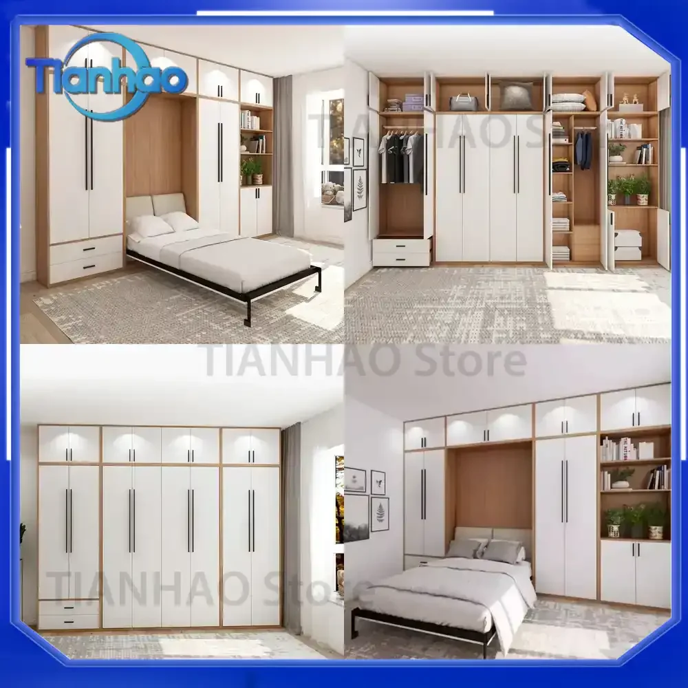 Full Murphy Bed with Closet Organizer and Drawers Full Size Space-Saving Sleeping Arrangement for Multipurpose Room for Home