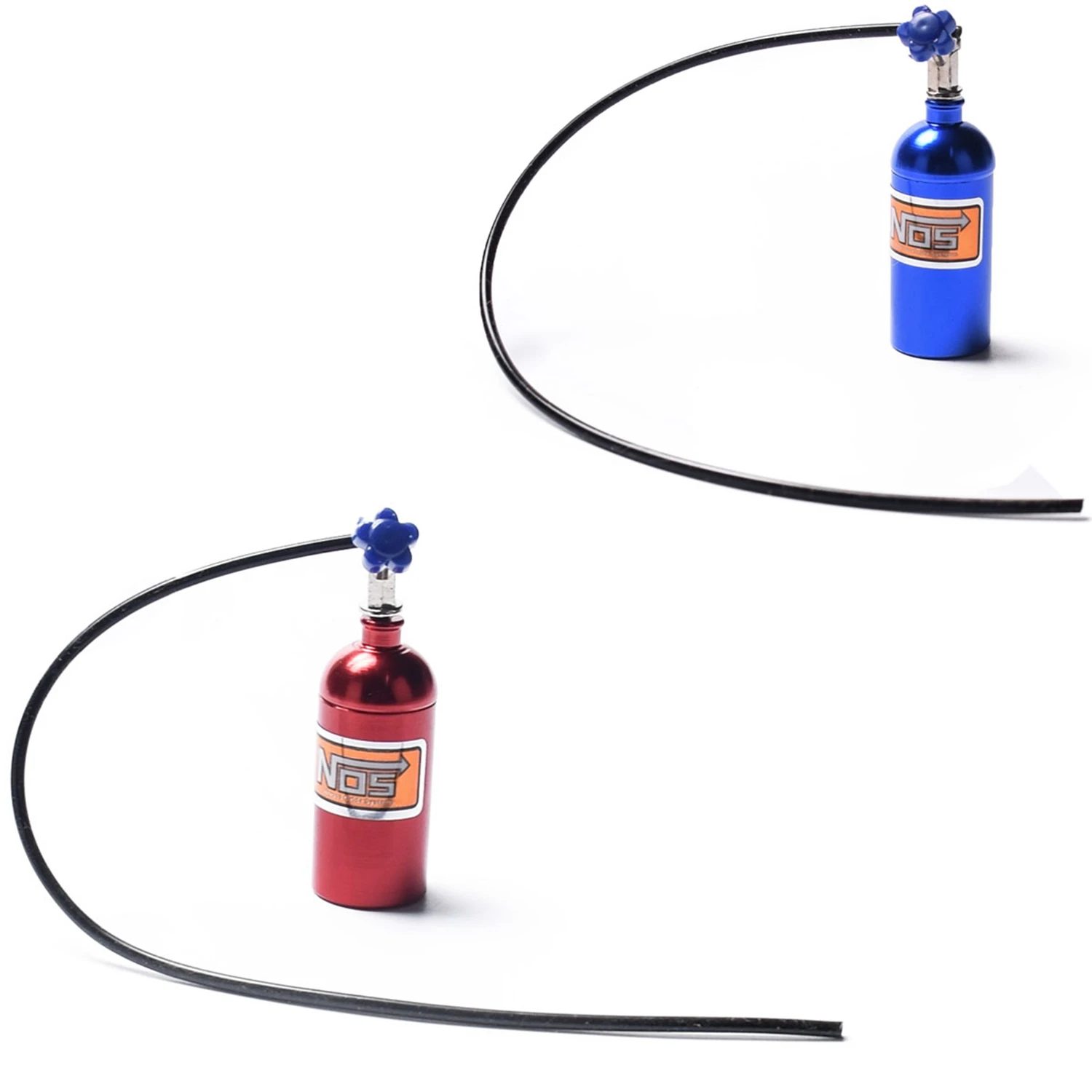 2Pcs Metal Simulated Nos Nitrogen Bottle For 1/10 Rc Crawler Car Defender Bronco Rc4wd D90 D110 Trx4 - Blue & Red-[A17I]