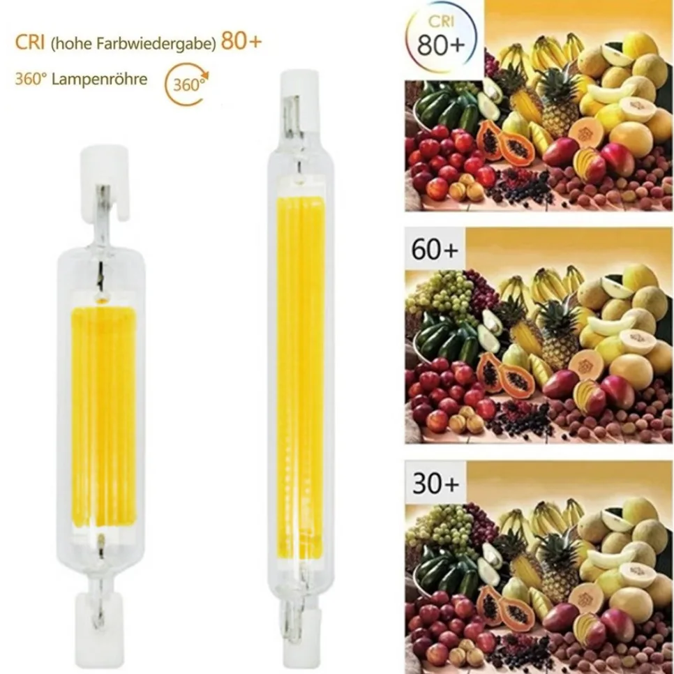 عالية الطاقة COB أنبوب زجاجي ، LED R7s ، 78 مللي متر ، 189 مللي متر ، 118 مللي متر ، J78 ، J118 ، المصباح الكهربائي ، التيار المتناوب 110 فولت ، 120 فولت ، 130 فولت ، 220 فولت ، 240 فولت ، المنزل ، استبدال مصباح الهالوجين