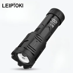 High Power Led Flashlight Rechargeable Zoomable digital display Tactical Torch Type-C charging Portable lantern for Camping