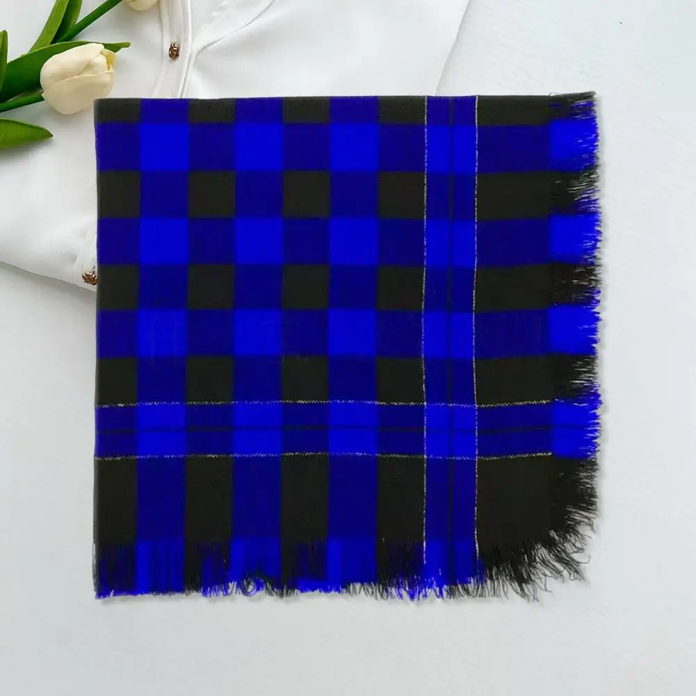 

Тканый шарф в клетку, шерстяной квадратный шарф с украшением в виде кисточек для женщин, универсальный вязаный платок для уличной одежды