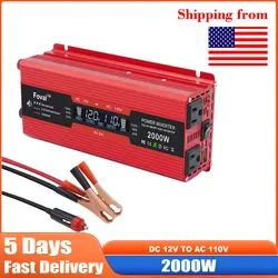 2000W Peak Power 1000W Rated Power Car Power Inverter DC 12V to AC 110V USB Car Adapter Converter Improved Multi-function Socket