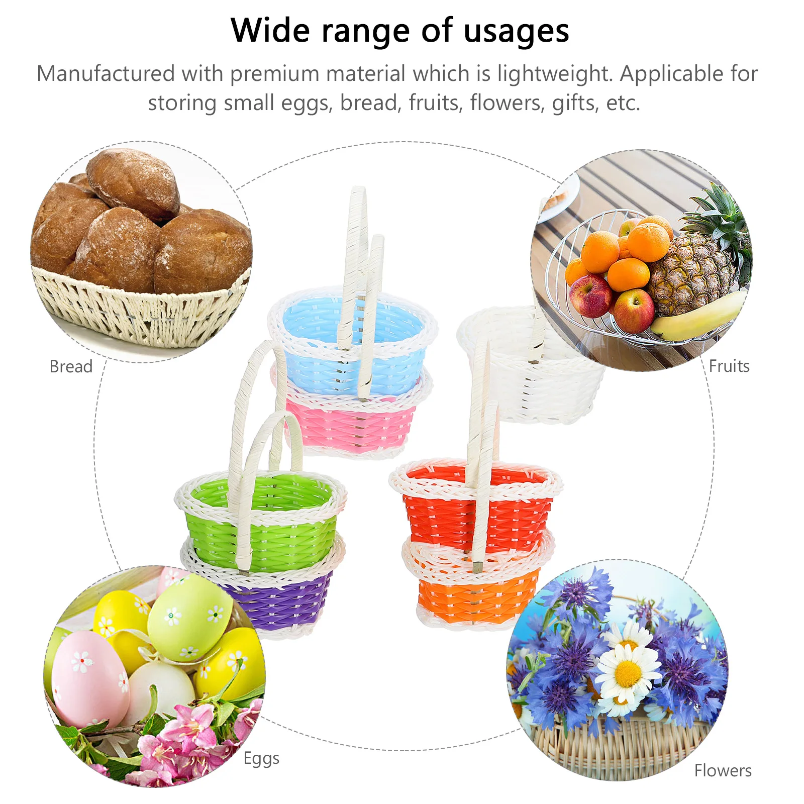 

7 Pcs Plastic Craft Baskets Lightweight Safe Hygienic Egg Bread Fruit Flower Gift Containers Easter