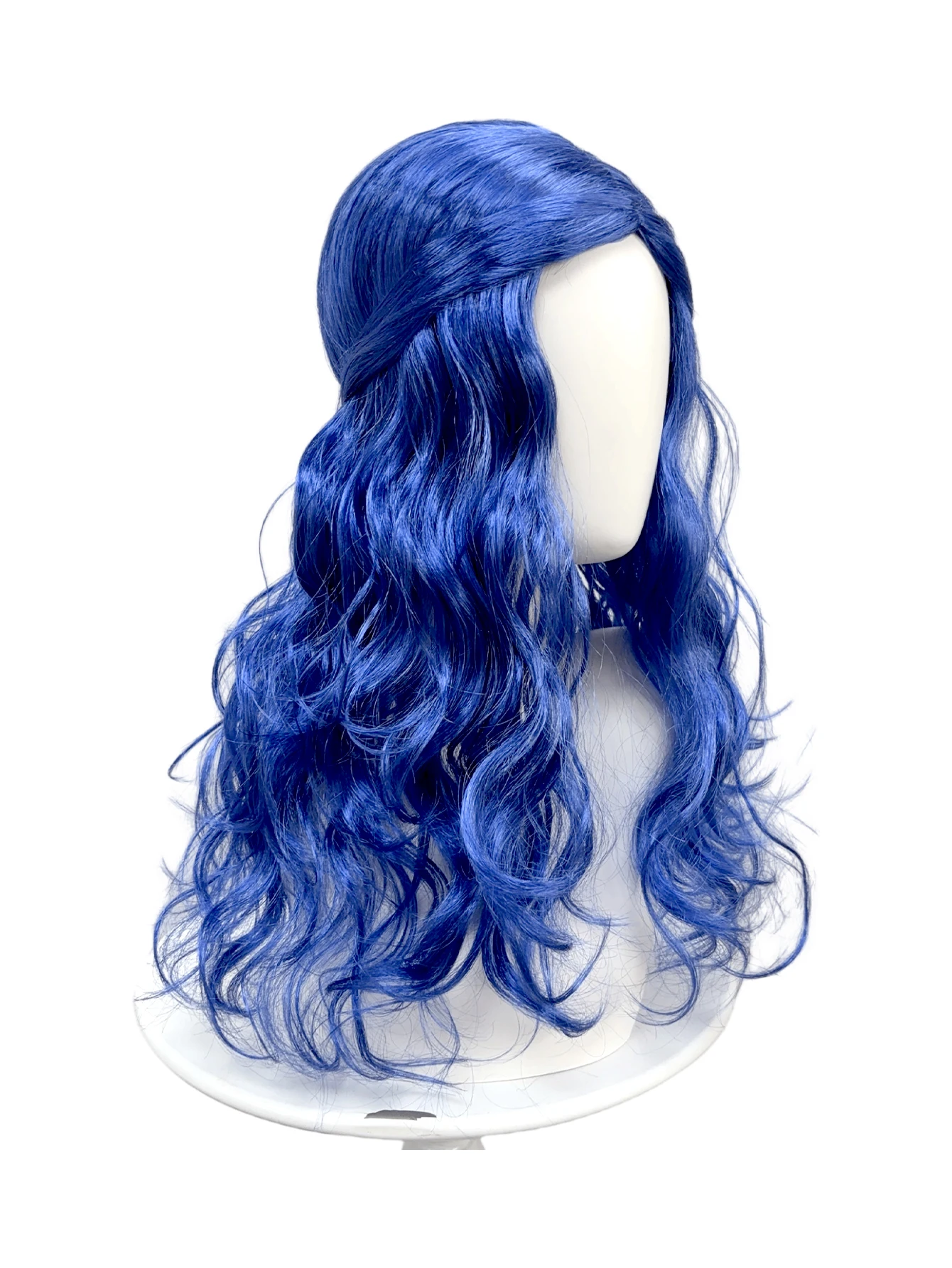 Bright Blue Half Up Long Wavy Wig Synthetic Hair Middle Part Anime Cosplay Halloween Costume Party Full Wigs for Women Girls