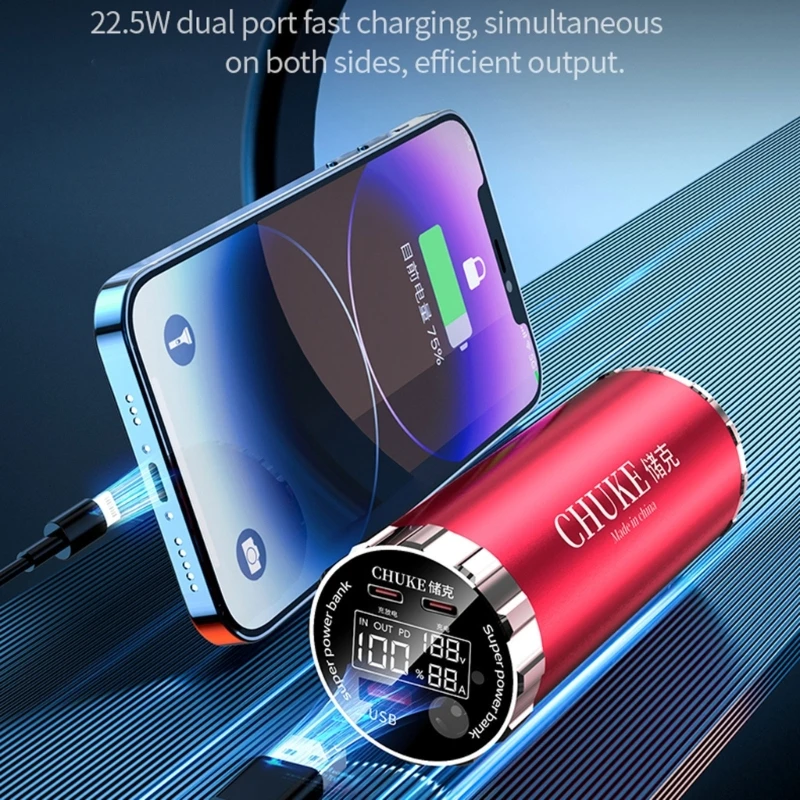 Mobile Power Case Make Your Own External Battery Pack,2 USB C and USB Output 22.5W Fast Charging,Battery Not Include R58F