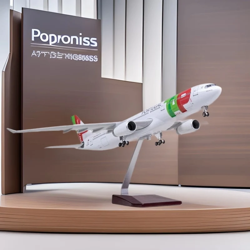 

47CM 1:135 Scale Aircraft Diecast Resin Model Air Portugal Airbus A330 With Light And Wheels Airplane Toy Collection Display
