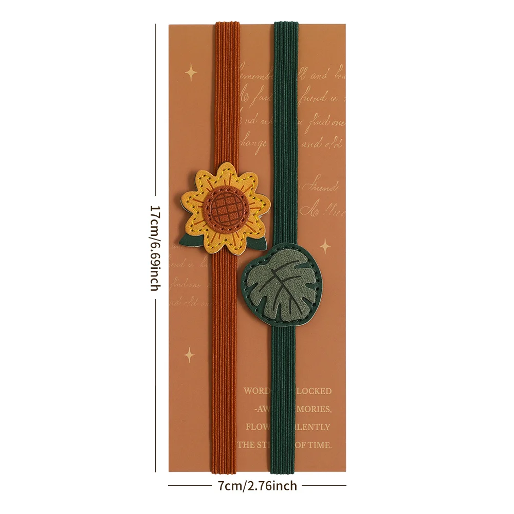 1PC Decorative Elastic Notebook Strap With Vintage Stitch-like Design PU Flowers Aesthetic Closure For Storage Organizer