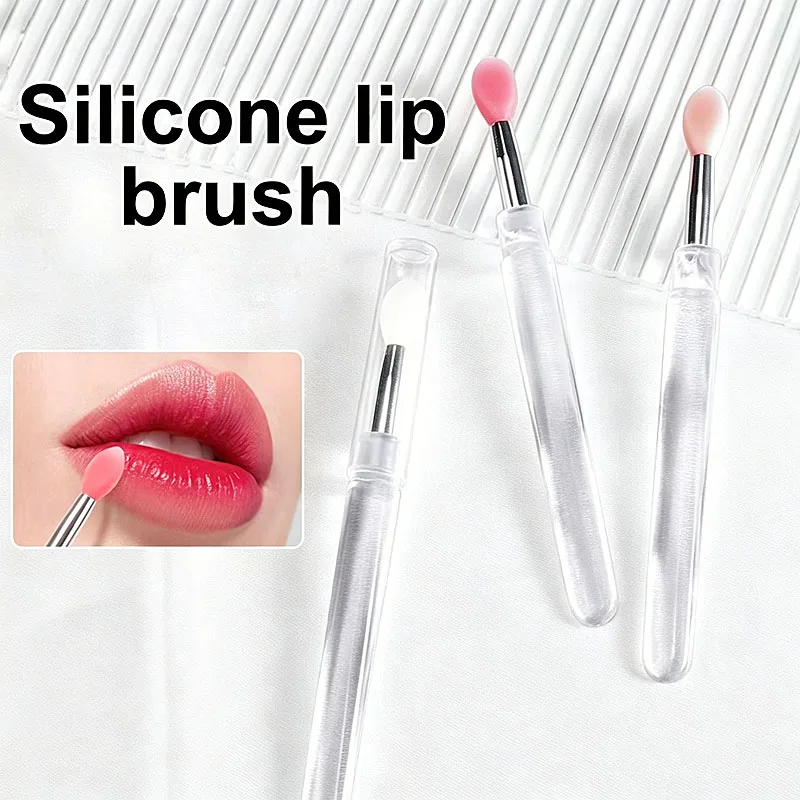 1/3pcs Disposable Lip Brush with Cover Portable Silicone Lip Brush Lipstick Multifunctional Lipgloss Makeup Brushes HZS18