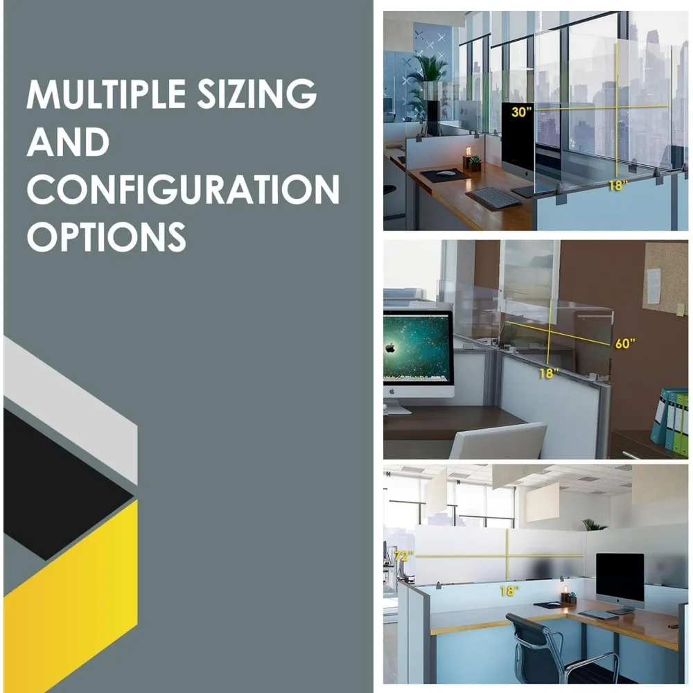 Acrylic Mounted Large Brackets Quality Desk Privacy Panel & Divider for Your Office Cubicle-Increase Separation & Improve