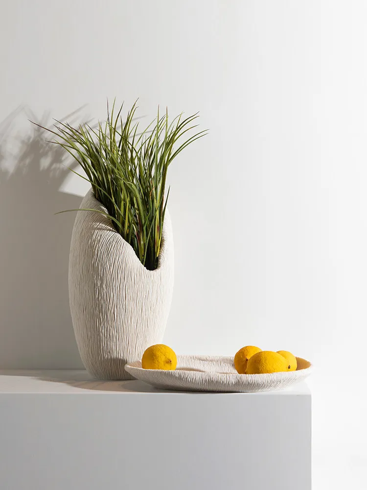 Coral Pattern Vase Tray Fruit Plate Modern Simple Home Dried Flower Ware Model Room Sales Office Decoration