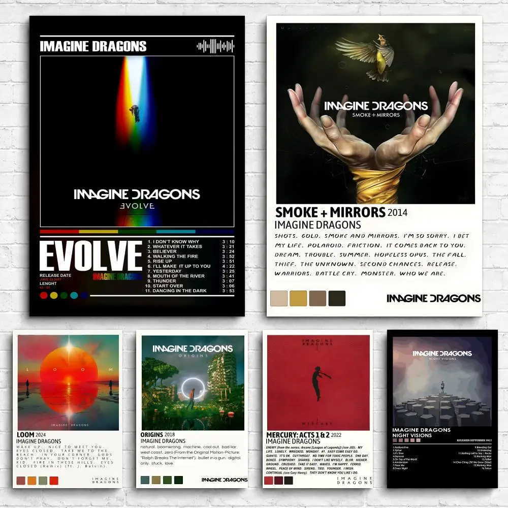 Band Album I-Imagine D-Dragons Framed Wall Painting Canvas Poster Ready to Hang Wall Art for Bedroom Living Room Home Decor Gift