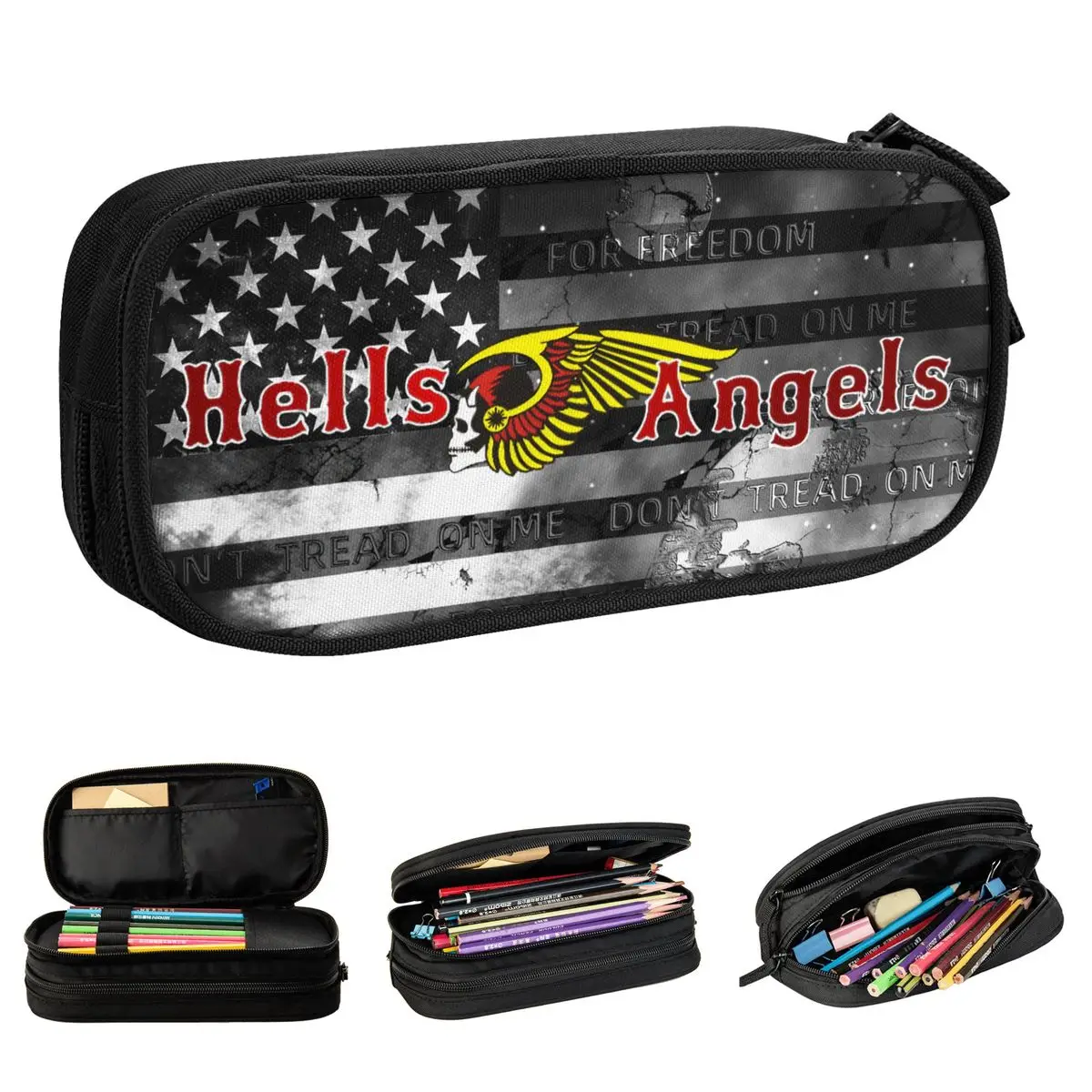 Hells Angels Motorcycle Club Pencil Cases Pen Bag Girls Boys Big Capacity Students School Gifts Pencil Pouch