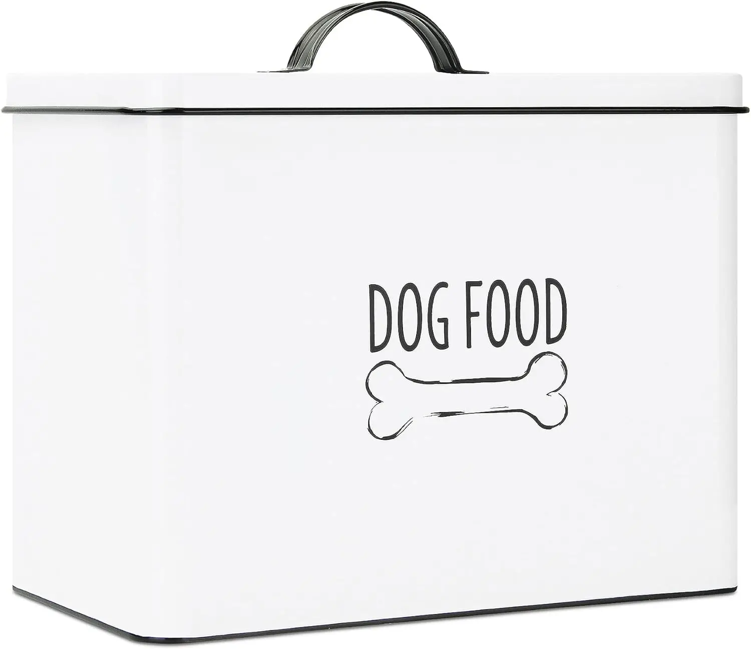 White Farmhouse Dog Food Storage Container | Large Metal Dog Food Canister with Fitted Lid