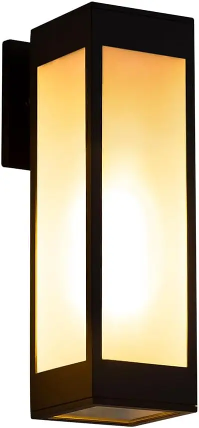 

13 inch Outdoor Wall Light Modern Black Porch Sconce with Frosted Glass for Garage Patio