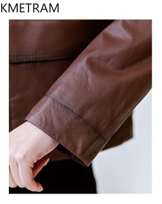 Damska kurtka ze 100% prawdziwej skóry owczej, luksusowa, krótka, z dekoltem w serek, oryginalne skórzane kurtki damskie, nowości w odzieży wierzchniej, jesienne ubrania 2025, дубленка