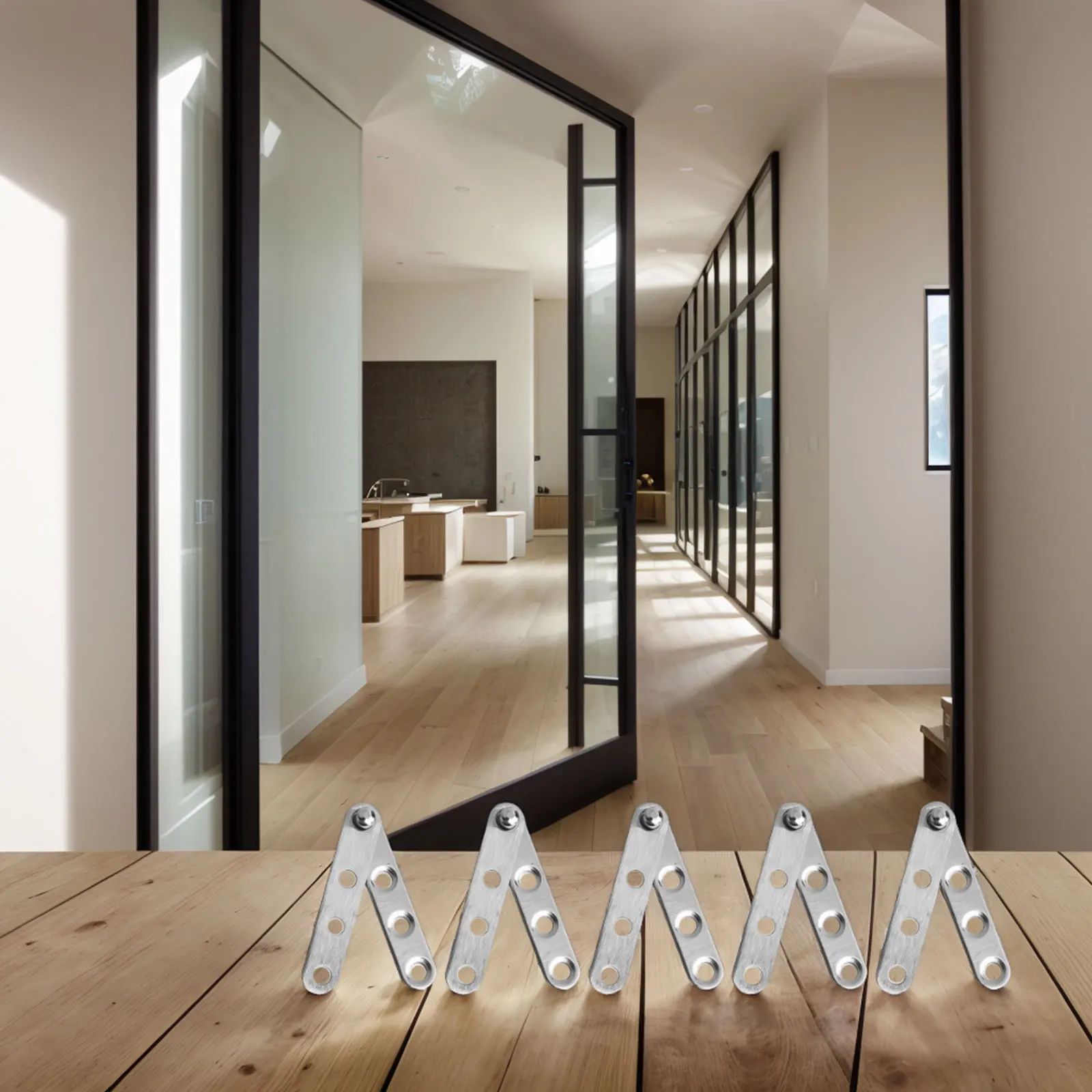 Hinges Door Pivot Hinge Accessories Cabinet Hardware Home Pack Replace Rotating Silver Stainless Steel 360 Degree