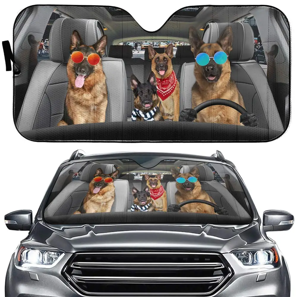 

Car Windshield Sun Shade German Shepherd Dog Pet Car Front Window Sunshades Foldable Animal Sun Visor Shield Cool Car Sunshade