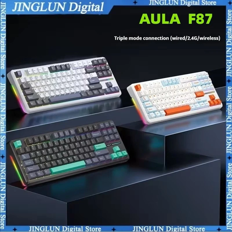 

Aula F87 Pro Mechanical Keyboard 3 Mode 2.4g/usb/bluetooth Tri Mode Wireless Keyboard 87 Key Hotswap Rgb Pbt Gaming Keyboard