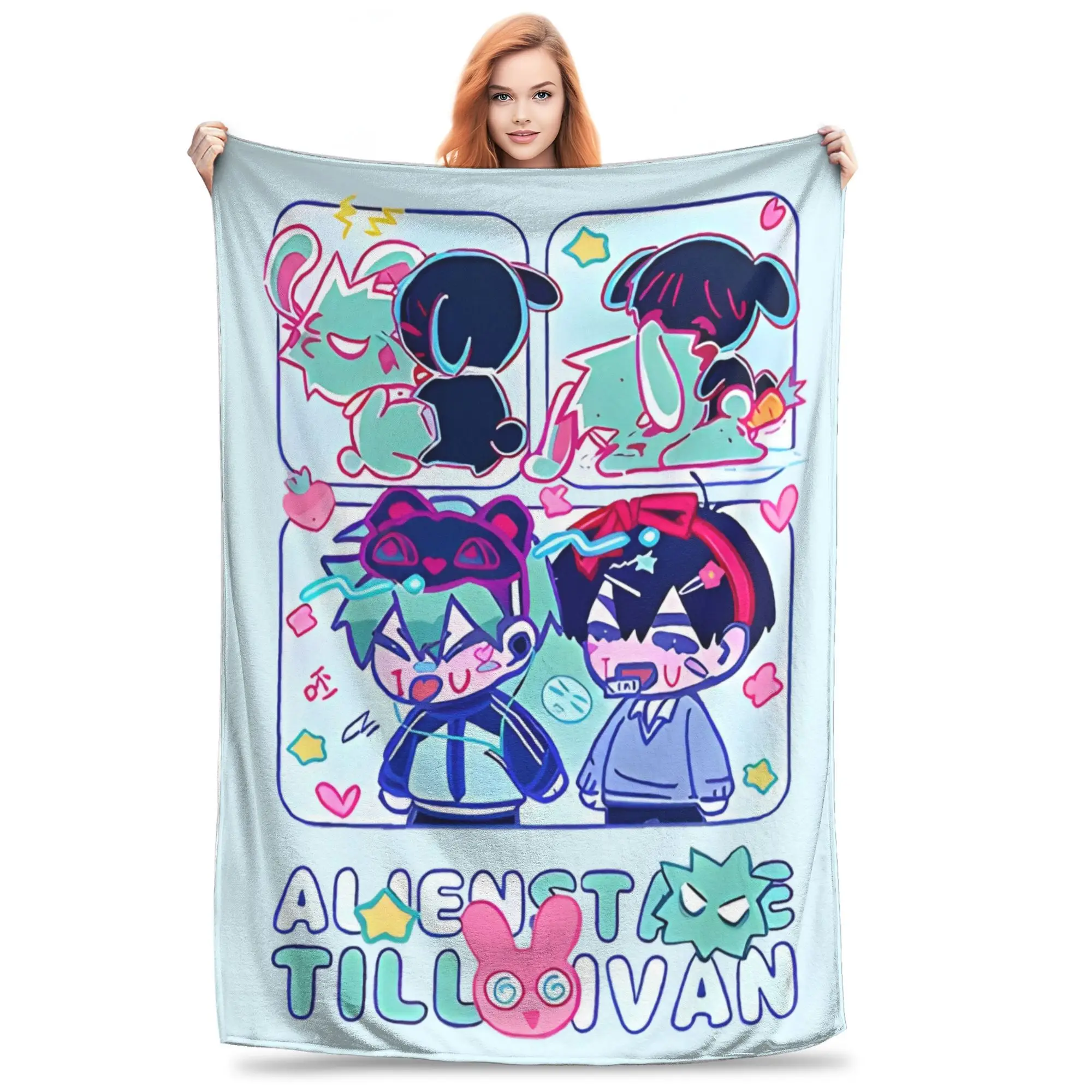 

Alien Stage Blanket Till Ivan Cartoon Wool Funny Soft Throw Blankets for Chair Covering Sofa Decoration,