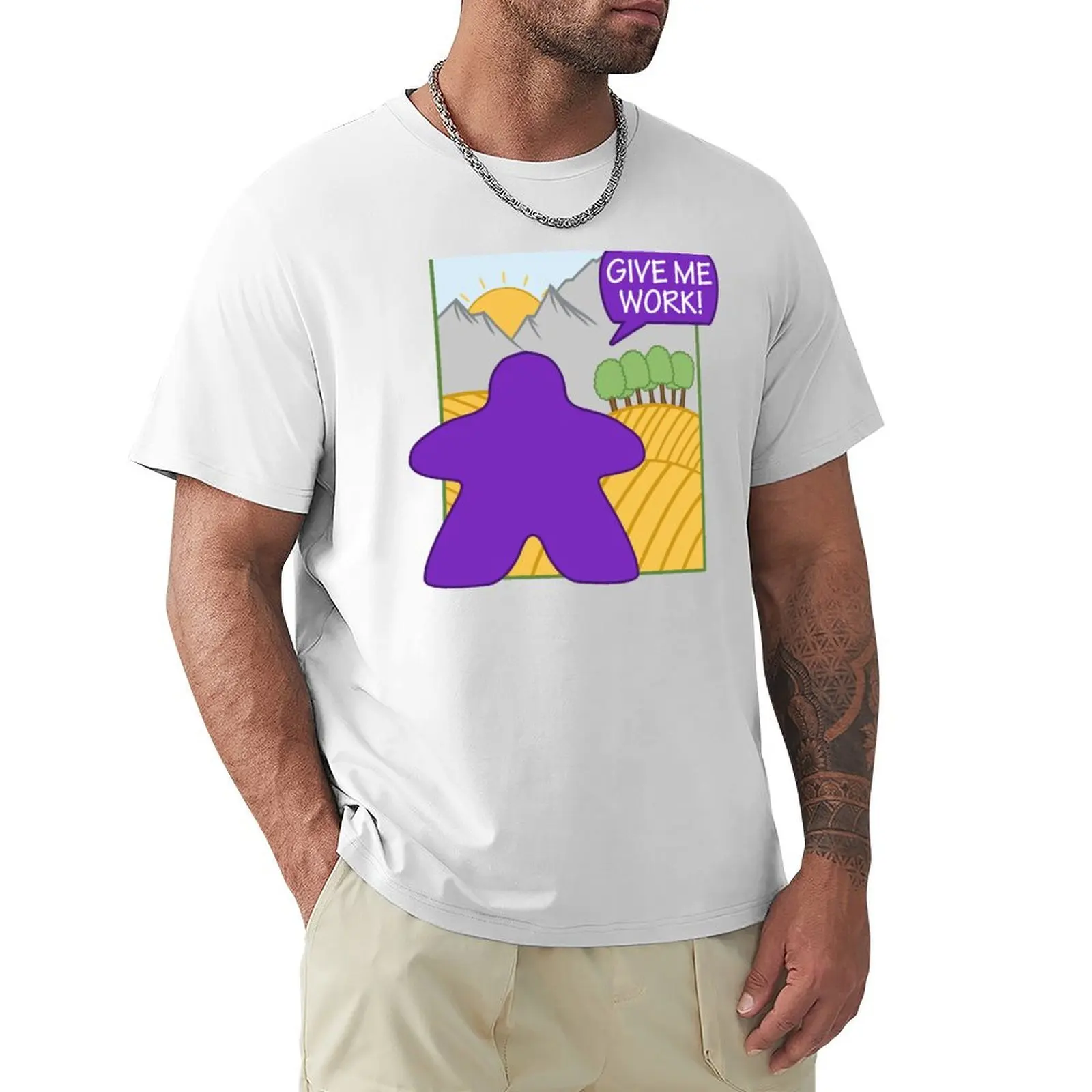 Worker Placement Meeple Purple Player T-shirt plus sizes summer tops Men's clothing