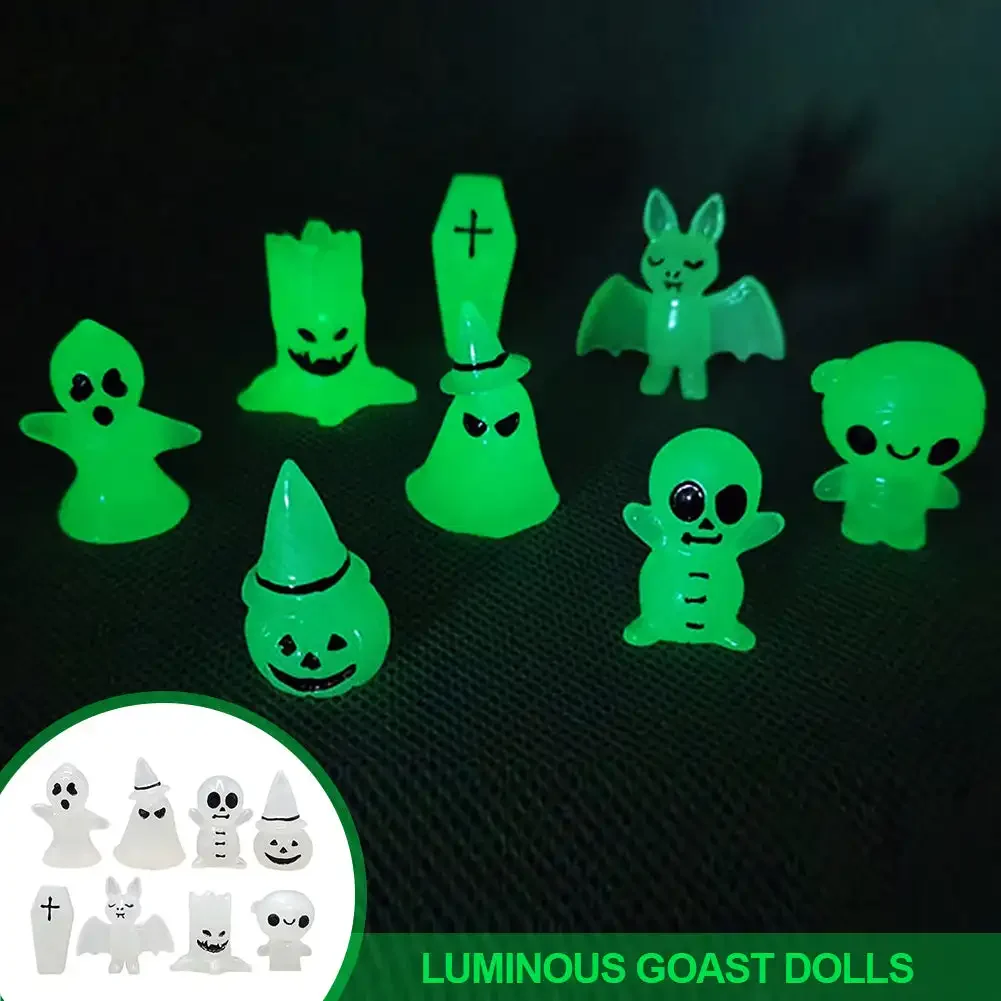 Mini figurine Shoous Glow in Dark, Halloween Glowing, Spooky Pumpkin Modules, Seton mesurost Micro, Cute Decoration, 4Pcs, Set