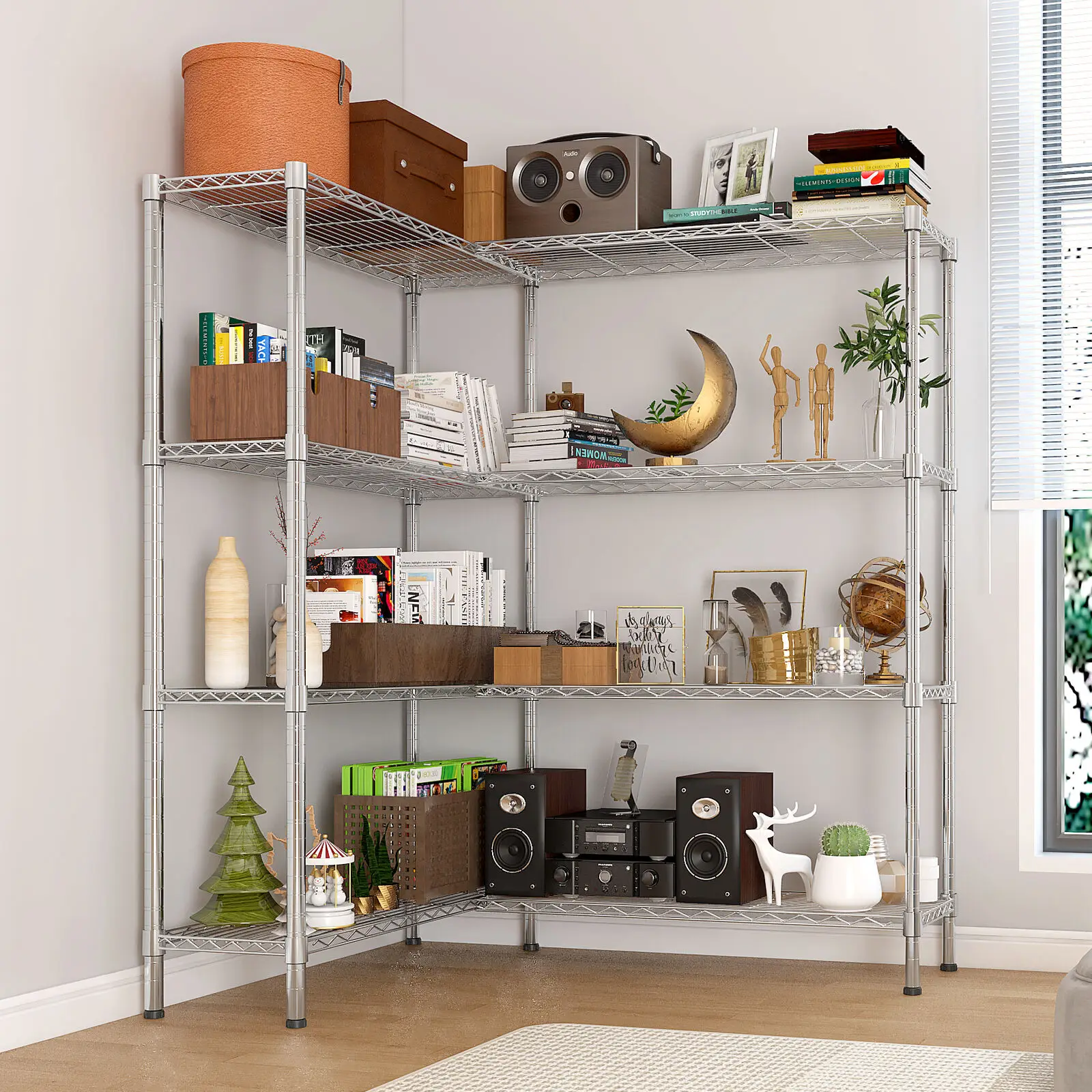

4 Tier 58" W Storage Shelf Wire Shelving Rack Heavy Duty for Garage Kitchen