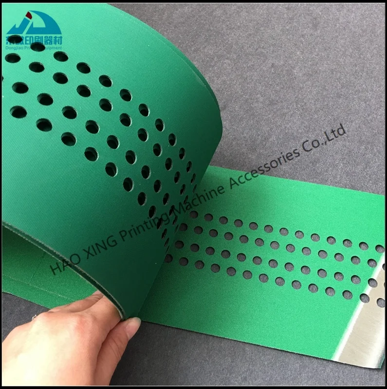Printing Machinery Parts Feeder Suction Belts for KBA Printer Parts Paper Conveyor Belt Green Perforated Feeder Suction Belts