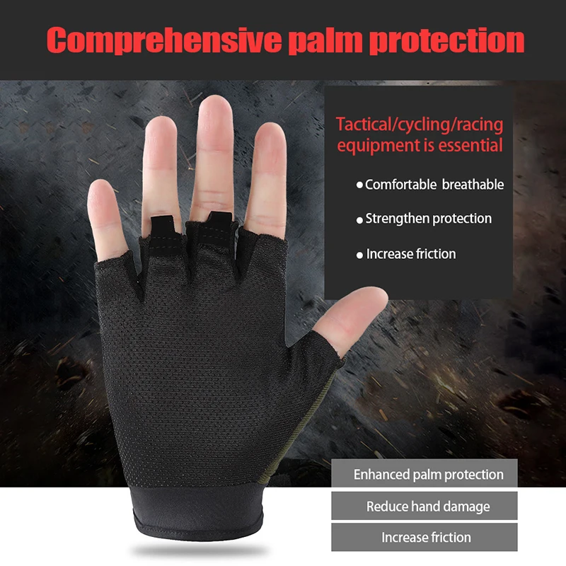 1 Pair Anti Slip Half Finger Men\'s Gloves Outdoor Tactical Gloves Sports Shooting Hunting Airsoft Motorcycle Cycling Gloves