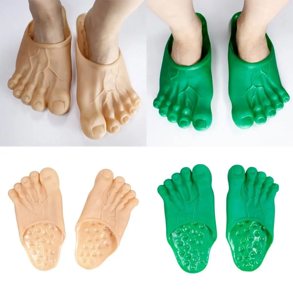 1 Pair Simulation Funny Slippers Synthetic Rubber Novelty Style Barefoot Shoes Tricky Design Performance Shoes Prank Scenarios