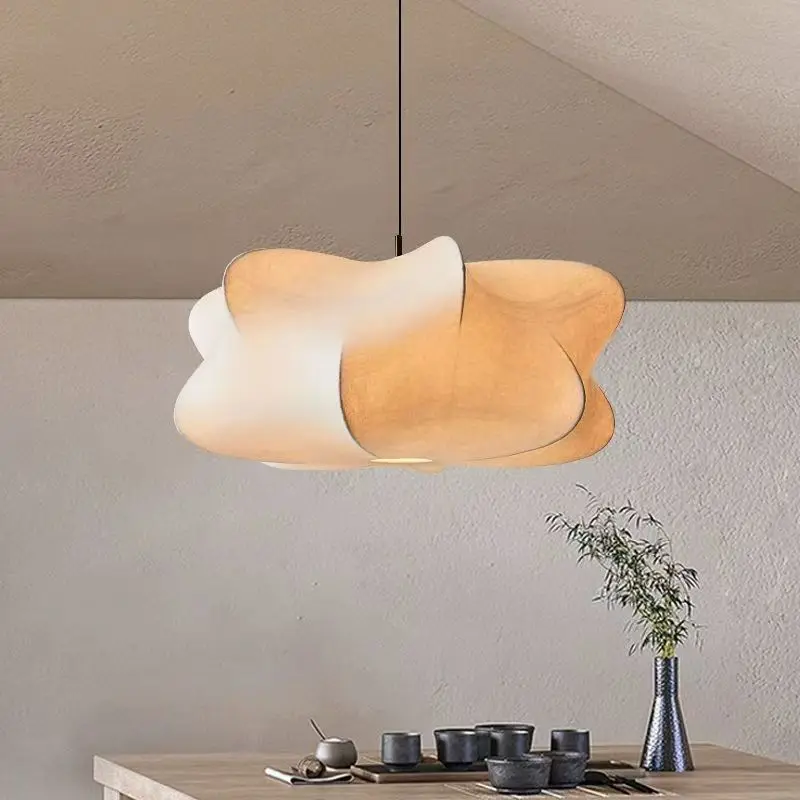 Nordic Design Pendant Lamp Wabi Sabi Living Room Pendant Light Silk Japan LED Chandelier for Restaurant Decorations Lustre