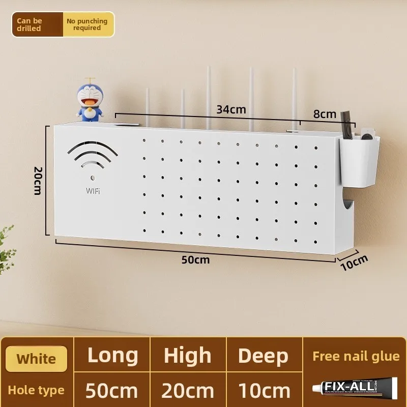 

Simple Set-Top Box Shelf, Wall-Mounted Space-Saving Router Storage Box, Home WiFi & Modem Organizer, No-Drill Storage Rack
