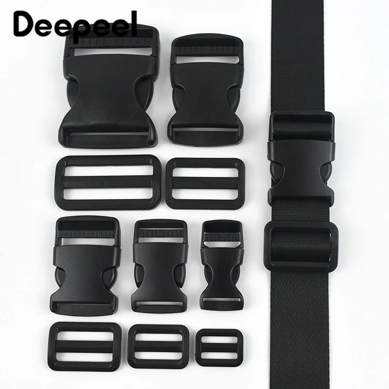 1-5Set 20-50mm Plastic Release Buckle Nylon Webbing Adjust Slider Side Clip Clasp Bag Strap Backpack Dog Collar Tape Accessories