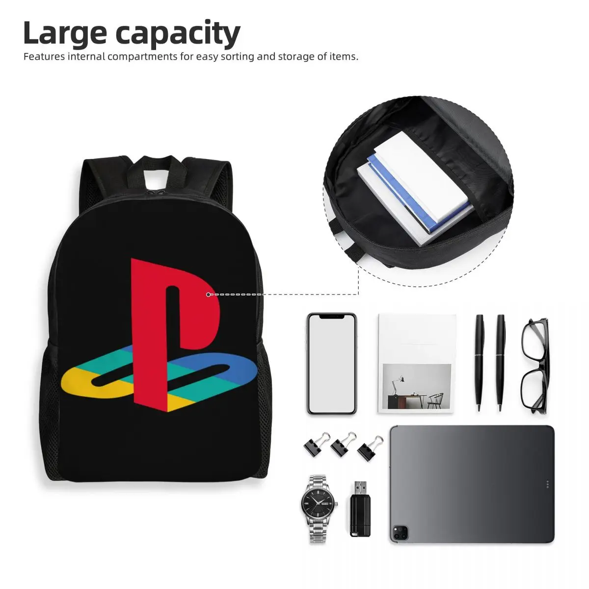 Playstations-mochila de viagem para homens e mulheres, bolsa para laptop, laptop, jogo, jogador, presentes, faculdade, estudante