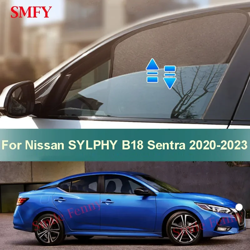 For Nissan Sentra Sylphy B18 2020 2023 2024 Magnetic Car Sunshade UV Protection Curtains Sun Visor Mesh Shield Sun-proof Cover