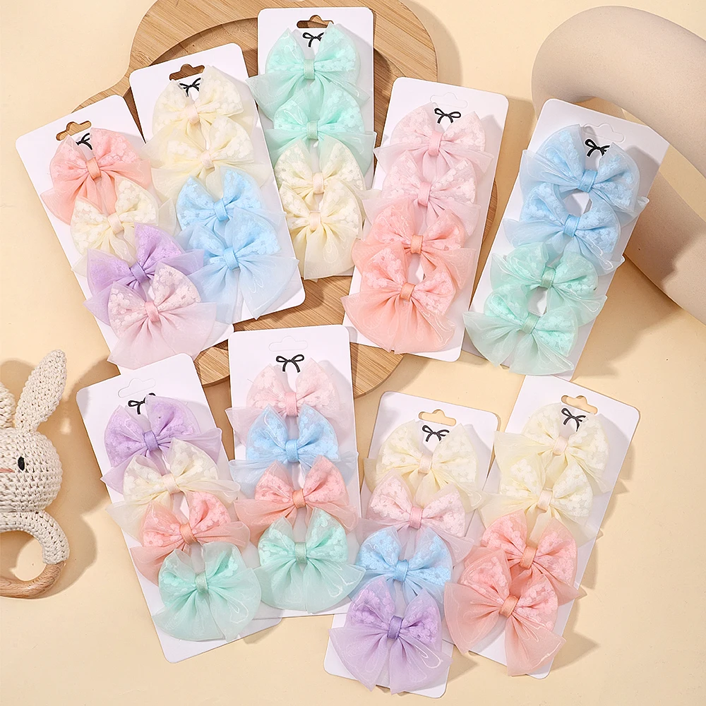 4Pcs Baby Sweet Cheer Bow Hair Clips Set Girls Print Hairpins Kids Lovely Hair Accessories Toddler Dress Hairgripe Headwear Gift