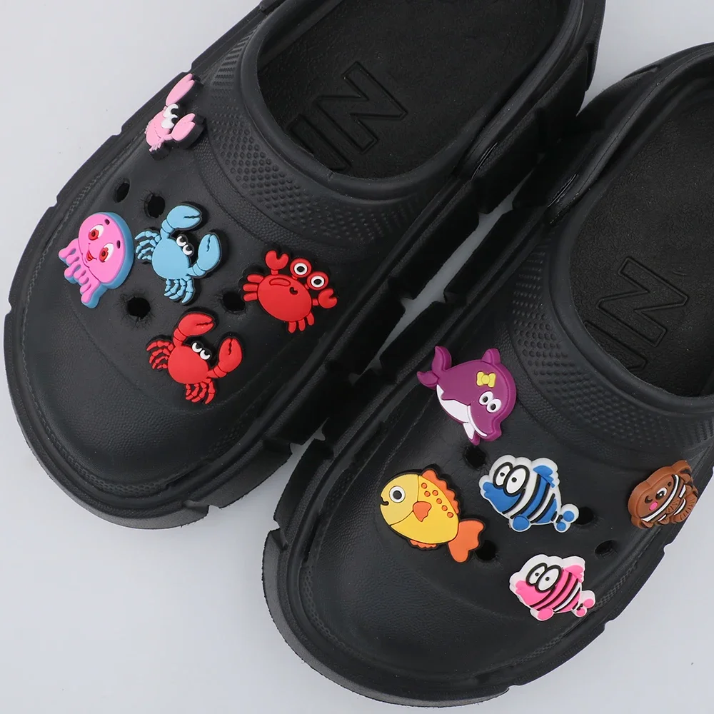 Shoe Buckles Decoration Cartoon Cute Marine Animals 1 Piece Shoe Accessories Charms Crab Shell Ornament Adult Children Gift