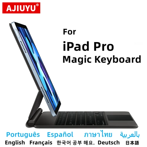 Imagen 1 del producto AJIUYU teclado mágico para iPad Pro 11 pulgadas 12,9 ""2018-2022 Air 5 4 10th 10,9"" funda inteligente magnética portugués español árabe
