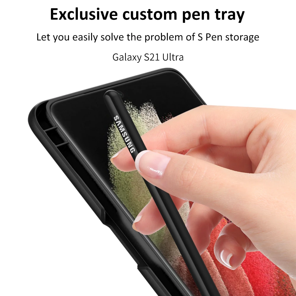 Case for Samsung Galaxy S21 S22 Plus Ultra Ultra-Slim Shockproof Side Pen Stand Plastic Cover For Galaxy S21 S22 Ultra Coque