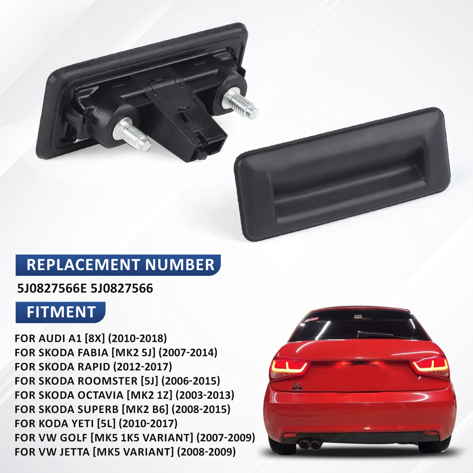 Poignée de verrouillage du couvercle du coffre arrière de voiture, interrupteur de hayon pour Audi A1 VW Golf V Skoda Superb Fabia Roomster Yeti 5J0827566E,5J0827566