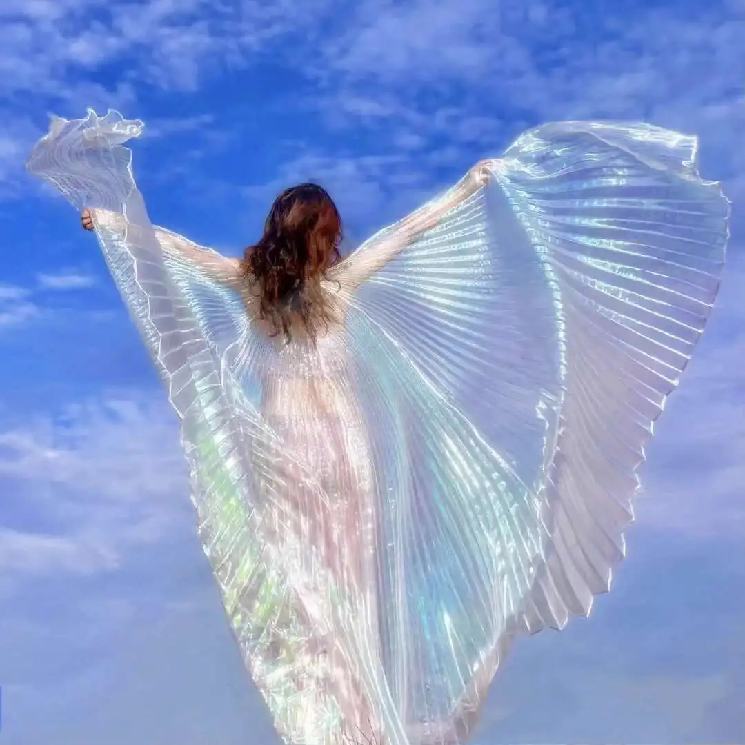 

Adult Wings Fairy Gold Wings Photo Props White Colorful Anti-Light Transparent Mermaid Tail Carnival Halloween Cos Cosplay
