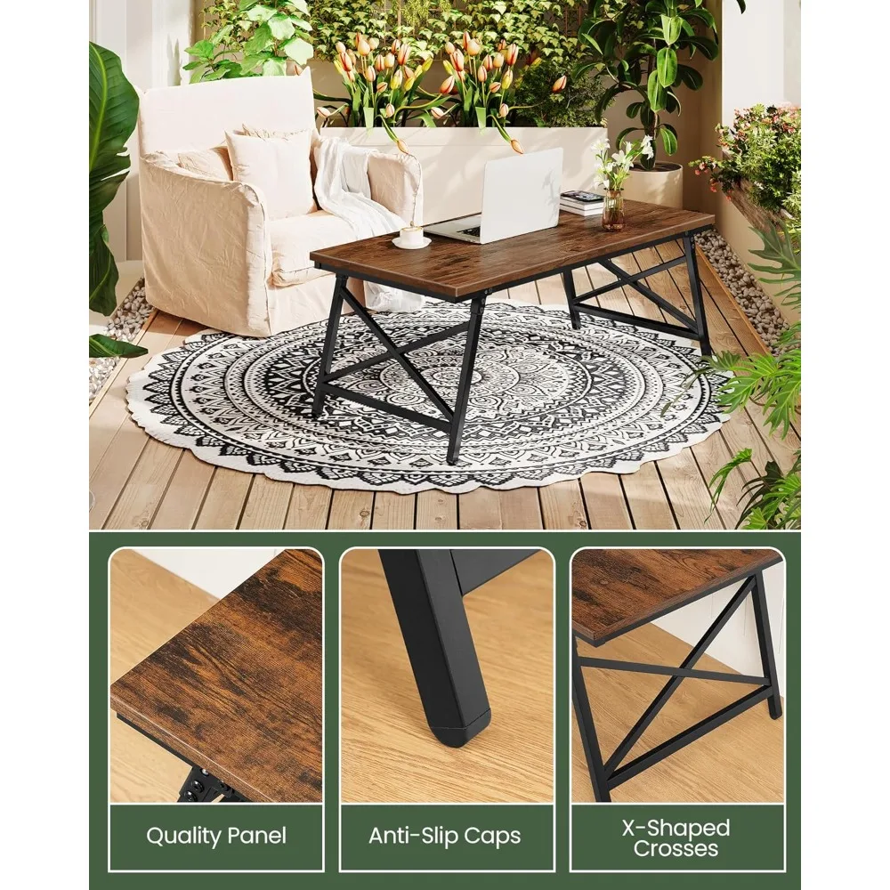 طاولة قهوة قابلة للطي مقاس 41.3 بوصة مع قفل أمان، مكتب أرضي محمول لغرفة المعيشة وغرفة النوم #6