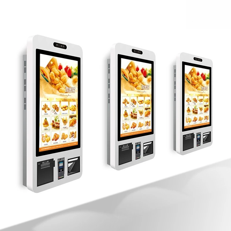 Fast Food Self-Service Checkout Kiosk Touchscreen Payment Self-Order Indoor Use Restaurants Wall Mount Android  24 Inch