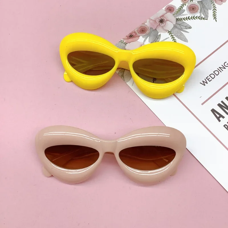 New Cat Eye Candy Color Kids Sunglasses Boys Fashion Brand Designer Oval Lens Shades UV400 Girls Yellow Pink Y2k Sun Glasses