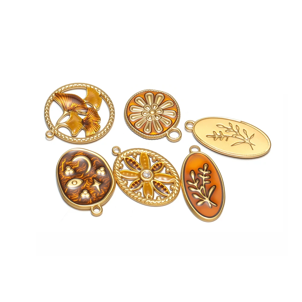 5pcs 304 Stainless Steel Enamel Leaf Flower Charms for DIY Women Jewelry Making Necklace Pendants Earrings Bracelet Accessories - view 4