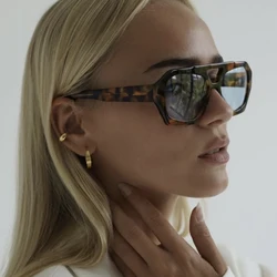 Classic New Double Bridge Design Women Sunglasses Simple Fashion Leopard Pattern Design Glasses High Quality Outdoor Sunscreen