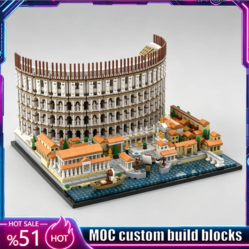 3959 Parts Colosseum MOC Ancient Architecture Model Custom Puzzle DIY Assembly Educational Toy Collection Display Popular Gift