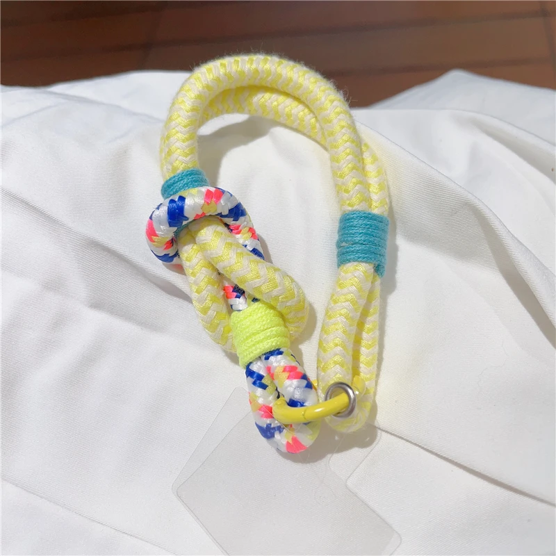 Korean Cute Colorful Braided Rope Phone Chain Pendant Charm Strap Cord Keychain For iPhone 16 15 Lanyard Bag Girl Hanging Rope