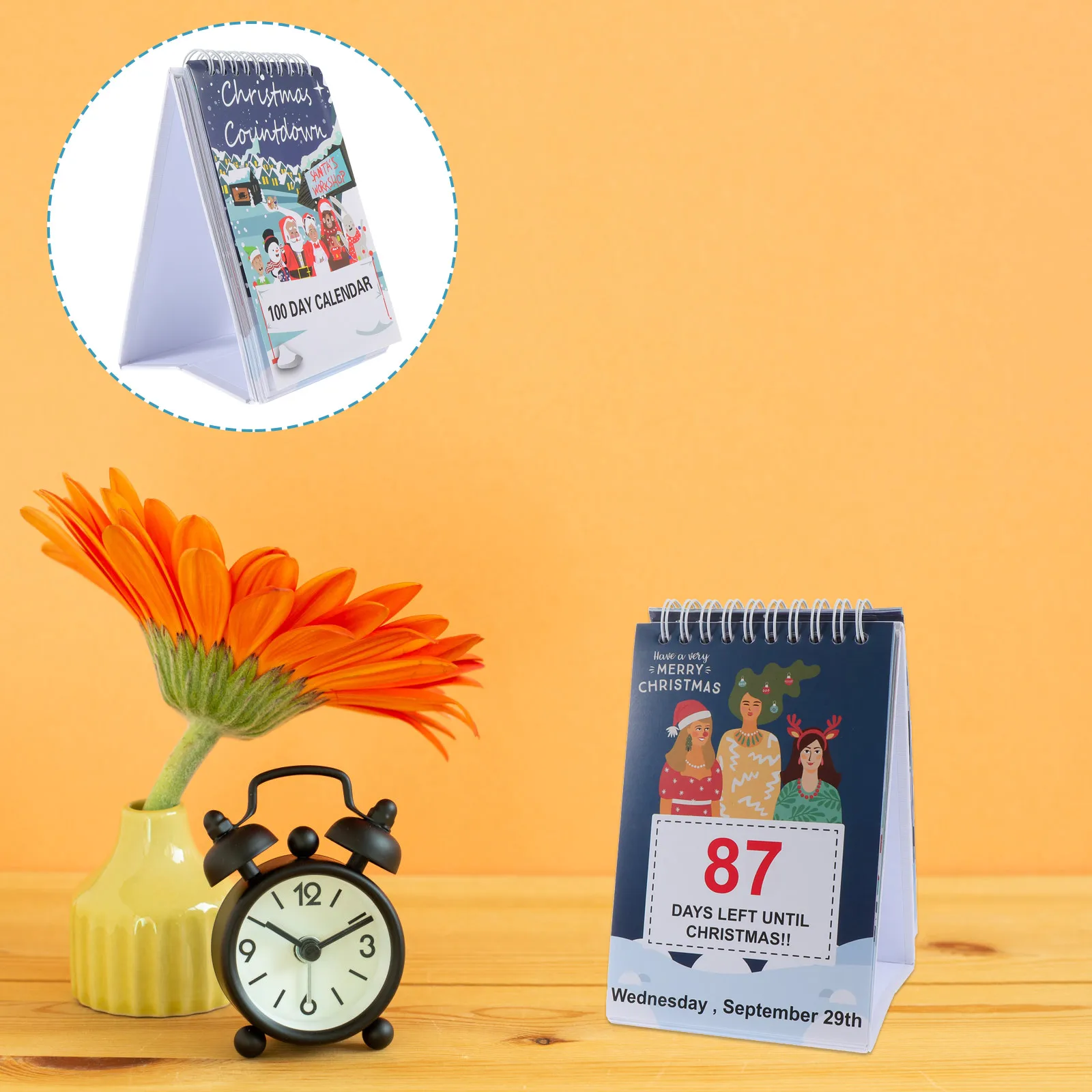 

1pc Christmas Countdown Calendar Desktop Decor Xmas Ornament Creative Stand Calendar For Home Office Party Decoration Red Green
