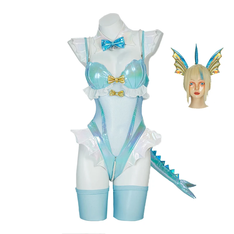 

Anime Vaporeon Cosplay Costume Women Sexy Leather Bodysuit Swimsuit New Cute Bunny Girl Uniform Halloween Carnival Party Clothes
